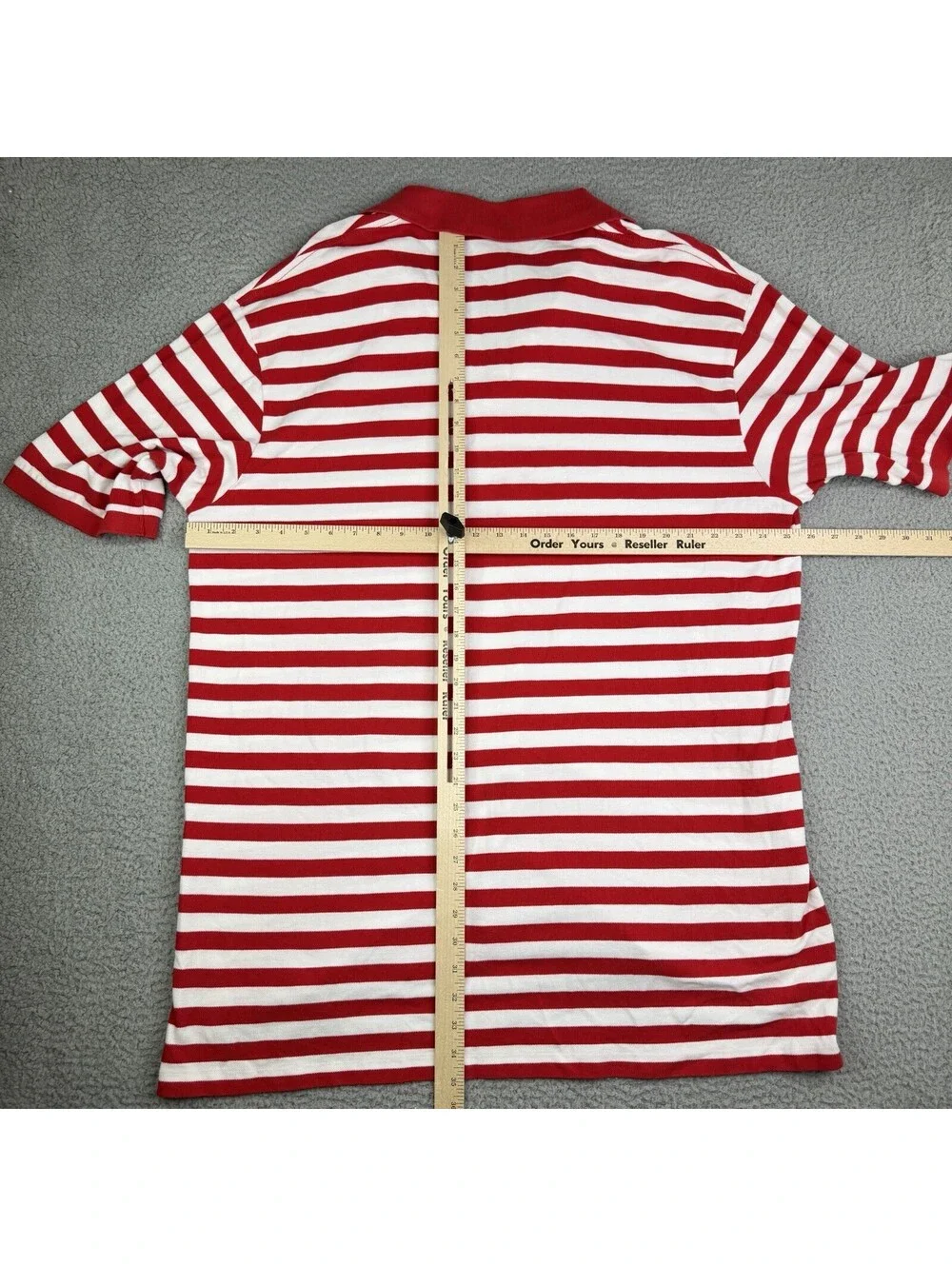 Polo Ralph Lauren Mens 2XLT Red White Striped Custom Slim Fit Polo Shirt Waldo